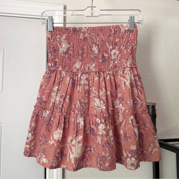 perry walker Dresses & Skirts - NWT PERRY‎ WALKER pink floral cotton smocked tiered mini skirt
